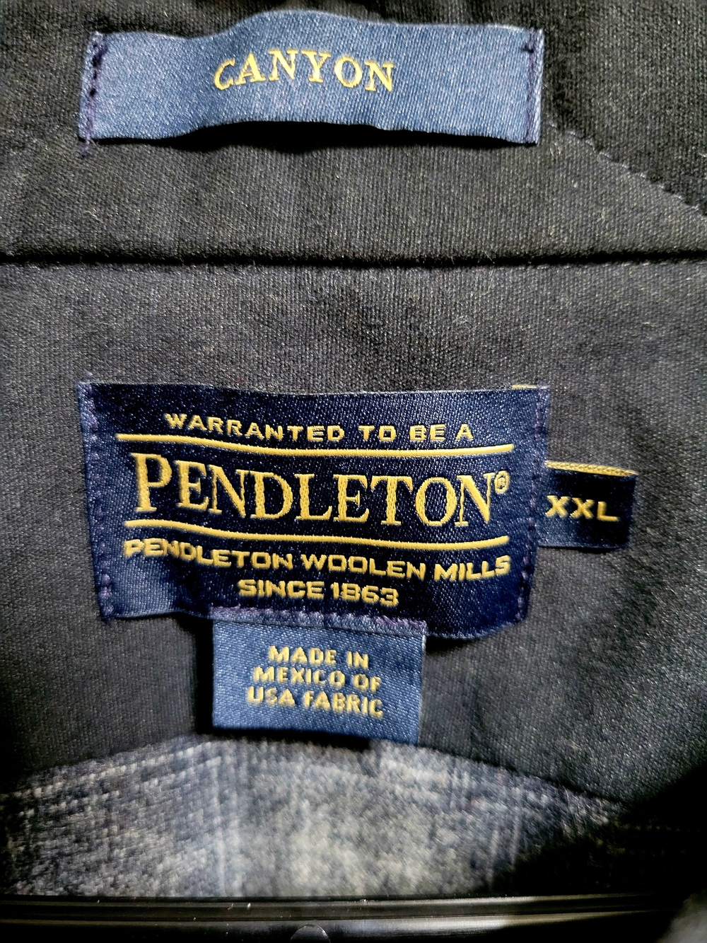 Pendleton Men's Grey and Blue Plaid Western 100% Virgin Wool - Picture 2 of 4